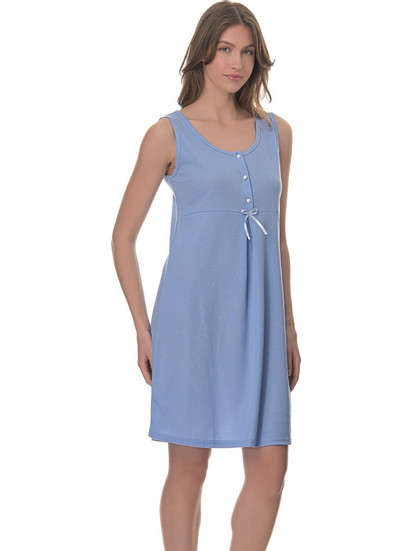 PNN Nightwear Jessica Νυχτικό Εγκυμοσύνης & Θηλασμού Βαμβακερό Καλοκαιρινό Μπλε 0261-0505-2