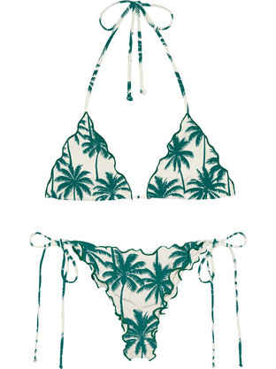 Mc2 Saint Barth Bikini Set Τριγωνάκι Brazil Εκρού Πράσινο SAGI001-07526L