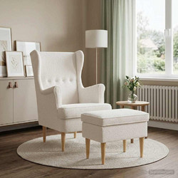 vidaXL Μπερζέρα με Υποπόδιο Λευκή 3418834