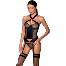 Passion Amanda Sexy Κορσές με Ζαρτιέρες Μαύρος D-229653