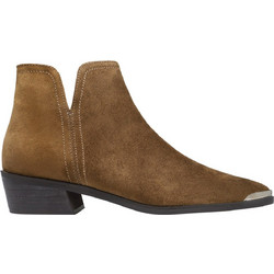 Corina Γυναικεία Μποτάκια Cowgirl Suede Καφέ με Χοντρό Χαμηλό Τακούνι M6742