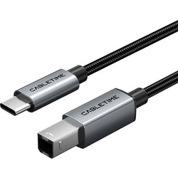 Cabletime CT-CMBM1 Καλώδιο Braided USB-B Male 2.0 to USB-C Male 1.5m Black CT-CMBM1-AG1.5