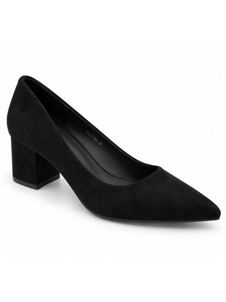 Elenross Γόβες Suede με Χοντρό Χαμηλό Τακούνι Μαύρες GS10290W-BLA