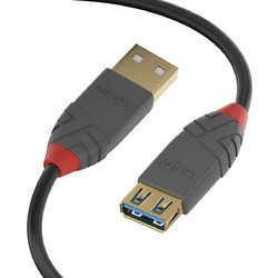 Lindy 36760 Καλώδιο USB-A Male 3.0 to USB-A Female 0.5m Black