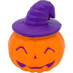 Premium Κολοκύθα Halloween με Μωβ Καπέλο Squishy Πορτοκαλί