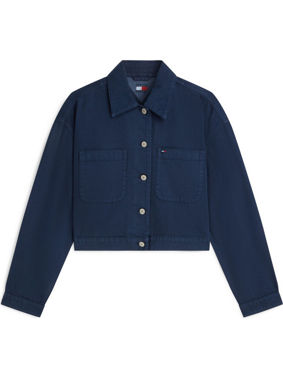 Tommy Jeans Μακρυμάνικο Γυναικείο Πουκάμισο Βαμβακερό Mονόχρωμο Navy Μπλε DW0DW23489