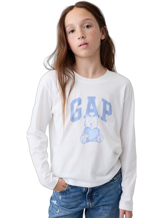 Gap Παιδικό T-Shirt Μακρυμάνικο Λευκό Γαλάζιο 914509001