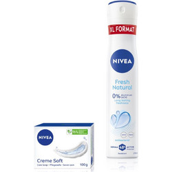 Nivea Creme Soft 100gr + Fresh Natural Deodorant Spray 200ml