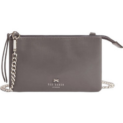 Ted Baker Γυναικείο Τσαντάκι Χιαστί Δερμάτινο Γκρι με Αλυσίδα 285615