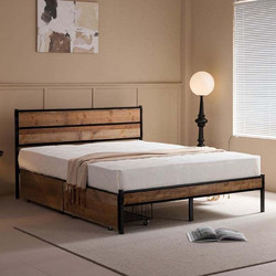 Woodwell Pallet Κρεβάτι Υπέρδιπλο Ξύλο & Μέταλλο με Αποθηκευτικό Χώρο 160x200cm Ε8431,1