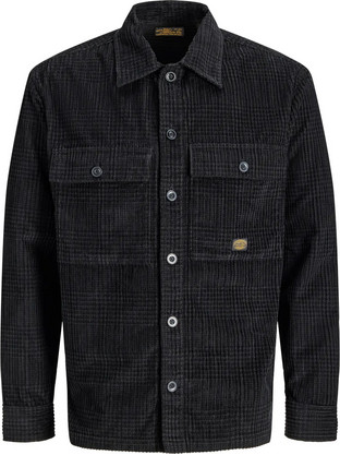 Jack & Jones Ανδρικό Πουκάμισο Κοτλέ Μακρυμάνικο Κανονική Γραμμή Overshirt Μαύρο 12301355