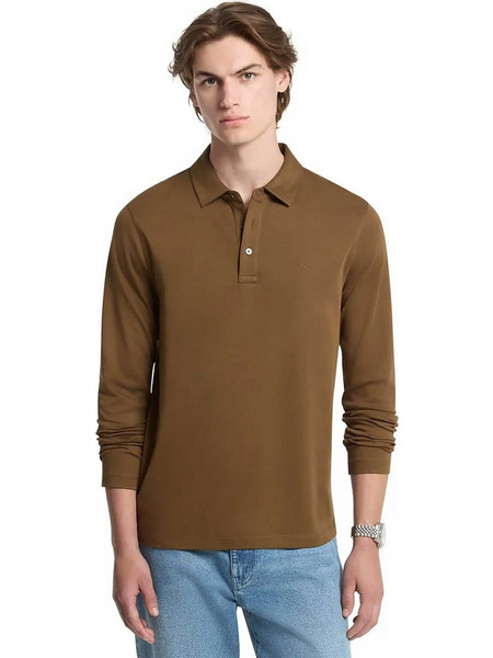 Michael Kors Ανδρική Μπλούζα Polo Μακρυμάνικη Χακί CF150CFC93