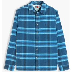 Tommy Jeans Ανδρικό Πουκάμισο Βαμβακερό Καρό Μακρυμάνικο Κανονική Γραμμή Μπλε DM0DM23615-0MZ