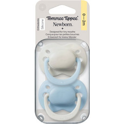 Tommee Tippee Newborn Boy Ορθοδοντικές Πιπίλες Σιλικόνης 0-2m Λευκή Γαλάζια 2τμχ