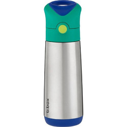 B.Box Night Vision Παιδικό Παγούρι Θερμός Ανοξείδωτο BPA Free με Καλαμάκι Ασημί Πράσινο Μπλε 500ml
