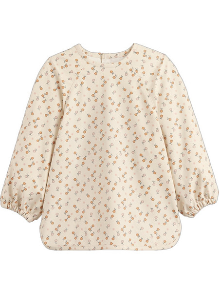 La Redoute Floral Αδιάβροχη Σαλιάρα Ποδιά Πλαστική με Κουμπί & Μανίκια Μπεζ