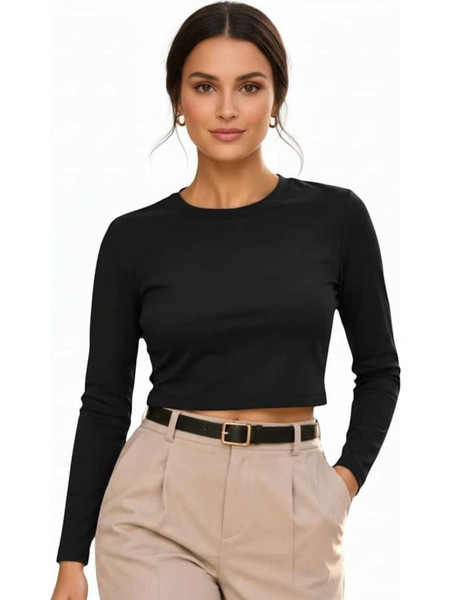 Benissimo Γυναικείο Χειμερινό Crop Top Μαύρο 272839746