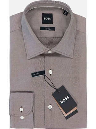 Hugo Boss Ανδρικό Πουκάμισο Βαμβακερό Μακρυμάνικο Slim Fit Μπεζ 50560628-209