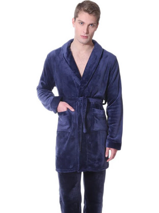 Mario Uomo Χειμωνιάτικη Ανδρική Ρόμπα Fleece Navy Μπλε 26653-006