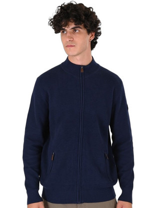Double Ανδρική Ζακέτα Πλεκτή με Φερμουάρ Navy Μπλε KNIT-8077