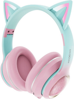 Moxom MX-WL109 Ασύρματα Bluetooth Παιδικά Ακουστικά Over Ear Γαλάζια Φούξια