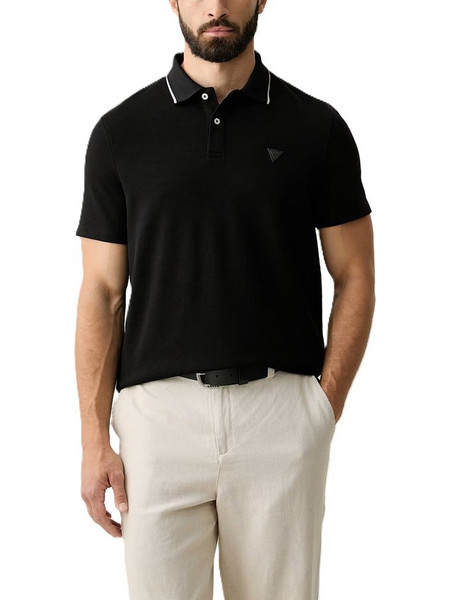 Guess Ανδρική Μπλούζα Polo Κοντομάνικη Μαύρη M6YP11K4390