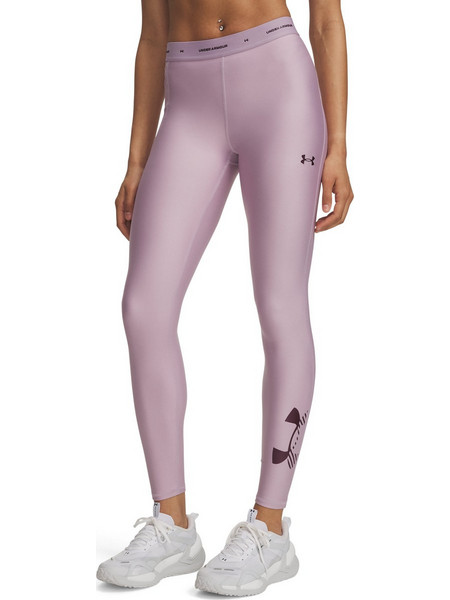 Under Armour HeatGear Graphic Γυναικείο Κολάν Μακρύ Ψηλόμεσο Ροζ 6013662-698