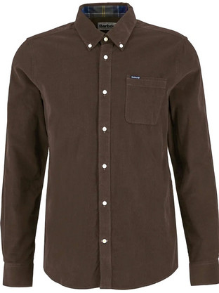 Barbour Ανδρικό Πουκάμισο Κοτλέ Μακρυμάνικο Slim Fit Καφέ MSH5001-BR71