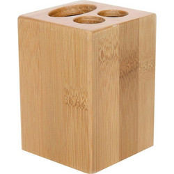 Bamboo Δοχείο Μπάνιου για Οδοντόβουρτσες και Οδοντόπαστα, σε καφέ χρώμα, διαστάσεις 7x7x9.9 εκατοστά, Bamboo Collection - Evideco