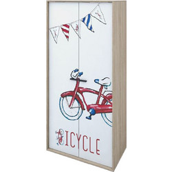 Ντουλάπα Ξύλινη Sonoma Χρώμα Με Σχέδιο Στην Όψη Bicycle Liberta 90x50x190υψ 06-0062