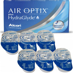 Alcon & Ciba Vision Air Optix Plus Hydraglyde Μηνιαίοι Φακοί Επαφής Σιλικόνης Υδρογέλης 6τμχ