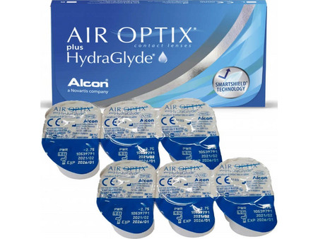 Alcon & Ciba Vision Air Optix Plus Hydraglyde Μηνιαίοι Φακοί Επαφής Σιλικόνης Υδρογέλης 6τμχ
