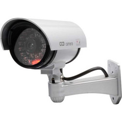 Ψεύτικη κάμερα ασφαλείας Dummy IR Camera με κόκκινο φωτάκι που αναβοσβήνει - ασημί χρώμα
