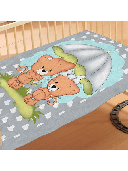 Dimcol Rainy Bears 07 Κουβέρτα Κούνιας Βελουτέ 110x140 Γκρι