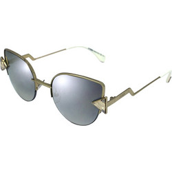 Fendi FF 0242/S 000/FQ Γυναικεία Γυαλιά Ηλίου Πολυγωνικά Μεταλλικά Χρυσά με Μαύρο Polarized Φακό