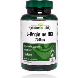 Natures Aid L-Arginine HCI Free Form 750mg 90 Ταμπλέτες