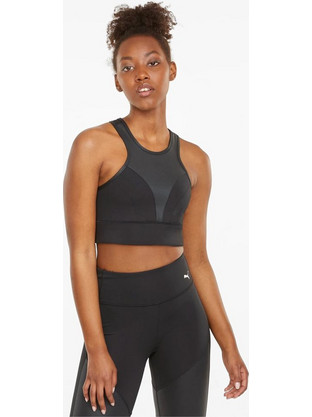 Puma Moto Bra Top Αθλητικό Μπουστάκι με Μέτρια Στήριξη Μαύρο 520930-01