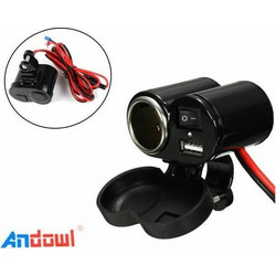 Andowl Q-A47 Φορτιστής Κινητού Τηλεφώνου Και Αναπτήρας Μοτοσυκλέτας
