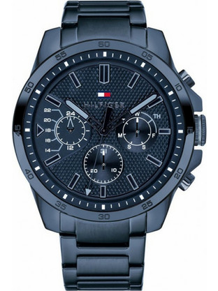 Tommy Hilfiger Decker Ανδρικό Ρολόι Χρονογράφος με Μπλε Μεταλλικό Μπρασελέ 1791560