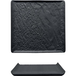 Πιατέλα πορσελάνης 22x22cm μαύρη PIETRA EFFETO M1934 Σετ 3 c411627