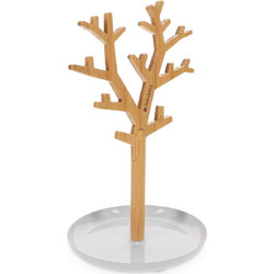 Navaris Jewellery Tree Stand - Βάση Κοσμημάτων και Αξεσουάρ από Μέταλλο και Bamboo - Design Tree / White (50573.02)