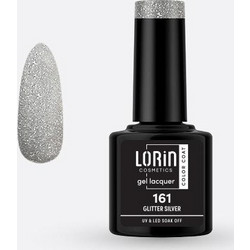 Lorin Gel Lacquer 161 Silver Glitter Ημιμόνιμο Βερνίκι Νυχιών 8ml