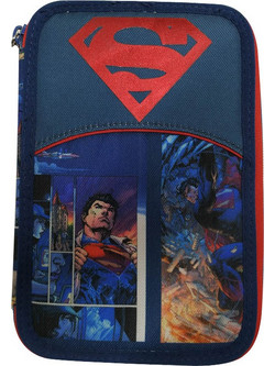 Graffiti Superman Comics Κασετίνα Γεμάτη με 2 Θήκες Μπλε 15650