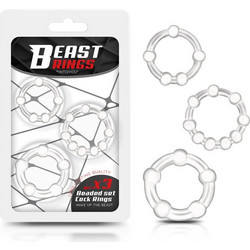 IntoYou Beast Rings Set of Flexible Beaded Cock Σετ Ελαστικά Δαχτυλίδια Πέους Σιλικόνης Διαφανή 3τμχ