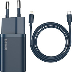 Baseus Super Si 1C Φορτιστής με Καλώδιο Lightning με Θύρα USB-C 20W Power Delivery Blue