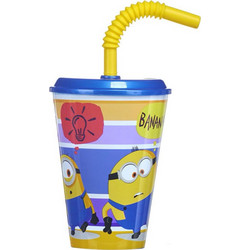 Πλαστικό Ποτήρι με Καλαμάκι Minion 430ml