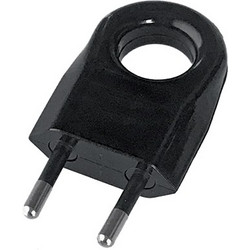 TWO PIN PLUG WITH EXTRACTION RING 6A BLACK - 192115/BL