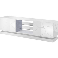 PoliHome Έπιπλο Τηλεόρασης Ξύλινο Λευκό Μ200xΠ40xΥ57cm Qiu 161649729