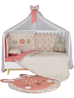 Bebe Stars Bunny Σετ Κούνιας Pink 9τμχ