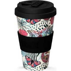iDrink Ποτήρι Καφέ Bamboo με Καπάκι Butterfly 435ml ID5001